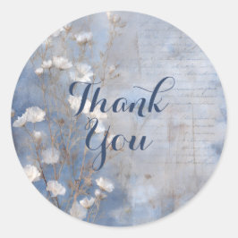 Blauw rustieke bedankt sticker