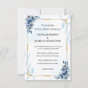 Blauw Rustieke Bloemen Elegant Save the Date