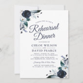 Blauw rustieke bloemendiner voor hertrouwproef kaart (Voorkant)