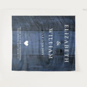 Blauw Rustieke Boho Schuur Hout Foto Booth Achterg Wandkleed (Voorkant (horizontaal))