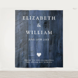 Blauw Rustieke Boho Schuur Hout Foto Booth Achterg Wandkleed