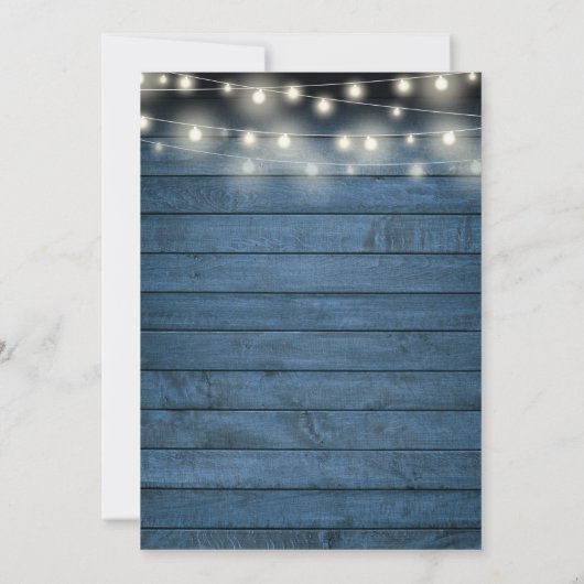 Blauw Rustieke Houten Slingerlichten Pensioenfeest Kaart (Achterkant)