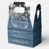 Blauw Rustieke Houten Slingerlichtjes Bloem Bruilo Bedankdoosjes (Geopend)