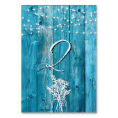 Blauw rustieke houten slingerlichtjes in metselpot kaart (Voorkant)