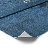 Blauw rustieke houten slingerlichtjes pensioenfees poster (Hoek)