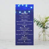 Blauw Rustieke Kerstverlichting Elegant Trouwmenu Menu (Staand voorkant)