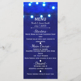 Blauw Rustieke Kerstverlichting Elegant Trouwmenu Menu