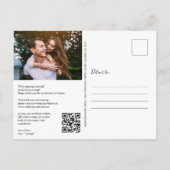 Blauw Rustieke Lichtjes Foto QR Code Bewaar de Dat Briefkaart (Achterkant)