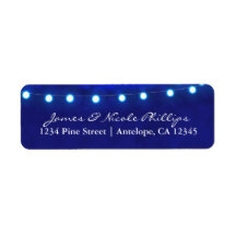 Blauw rustieke nacht slingerlicht adreslabels
