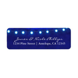 Blauw rustieke nacht slingerlicht adreslabels etiket