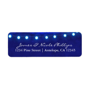 Blauw rustieke nacht slingerlicht adreslabels etiket