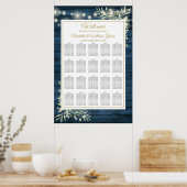 Blauw Rustieke Slingerlichten Bloemstuk Stoelenpla Poster (Keuken)