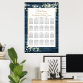 Blauw Rustieke Slingerlichten Bloemstuk Stoelenpla Poster (Thuiskantoor)