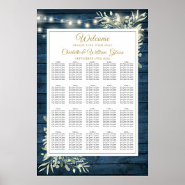 Blauw Rustieke Slingerlichten Bloemstuk Stoelenpla Poster