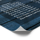 Blauw rustieke slingerlichten bruiloft zitplaatsin poster (Hoek)