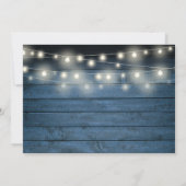 Blauw rustieke slingerlichten foto doop bedankkaart (Achterkant)