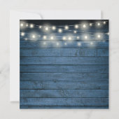 Blauw rustieke slingerlichten groen bruidsdouche kaart (Achterkant)