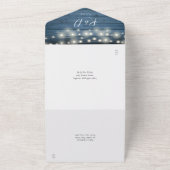 Blauw rustieke slingerlichten metsonte Mason Jar b All In One Uitnodiging (Buitenkant)