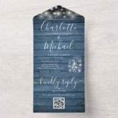 Blauw rustieke snoerlampen metson Jars QR Trouw Al All In One Uitnodiging (Binnen)