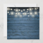 Blauw rustieke snoerlichten groen bruidsdouche kaart (Achterkant)