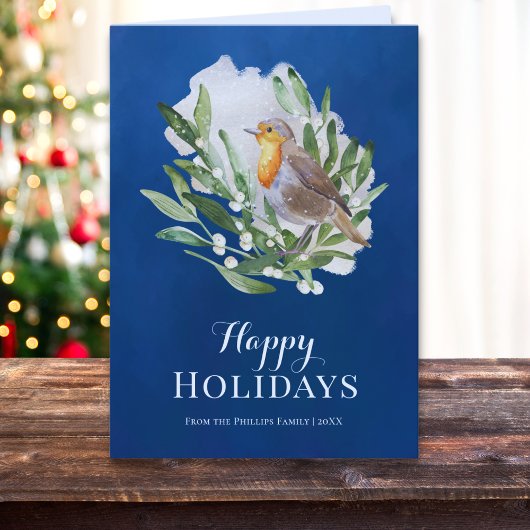 Blauw rustieke vogel niet foto kerst feestdagen kaart