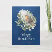 Blauw rustieke vogel niet foto kerst feestdagen kaart (Voorkant)