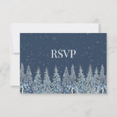 Blauw rustieke winter bos bruiloft RSVP Kaartje (Achterkant)
