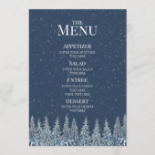 Blauw Rustieke Winter Bos Bruiloftsmenu Menu (Voorkant)