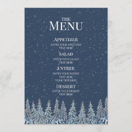 Blauw Rustieke Winter Bos Bruiloftsmenu Menu