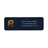 Blauw rustieke zonnebloem bruidsdouche etiket (Voorkant)