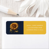 Blauw rustieke zonnebloem bruidsdouche etiket (Insitu)