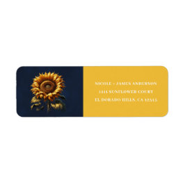 Blauw rustieke zonnebloem bruidsdouche etiket