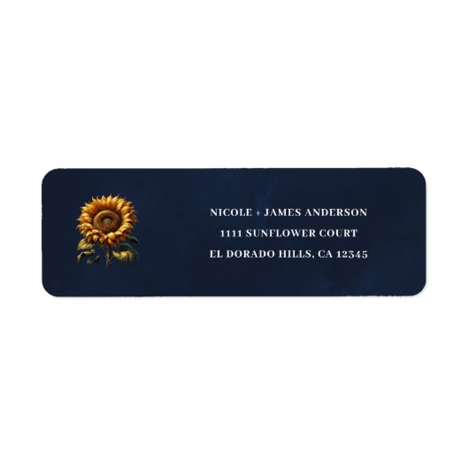 Blauw rustieke zonnebloem bruidsshower etiket (Voorkant)