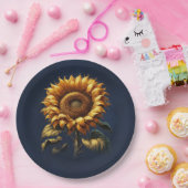 Blauw rustieke zonnebloem bruiloft bruids douche papieren bordje (Feest)