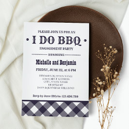 Blauw | Rustige I DO BBQ Engagement Party Kaart