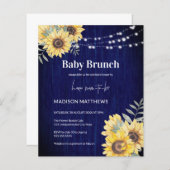 Blauw Rustisch Baby shower met zonnebloempjes (Voorkant / Achterkant)