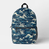  blauw ruw golfpatroon bedrukte rugzak (Voorkant)