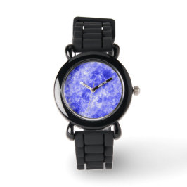 Blauw ruw textiel horloge