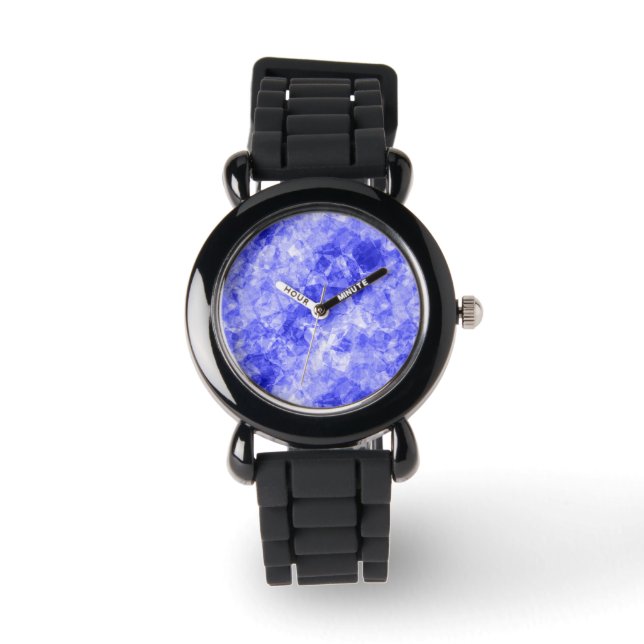 Blauw ruw textiel horloge (Voorkant)