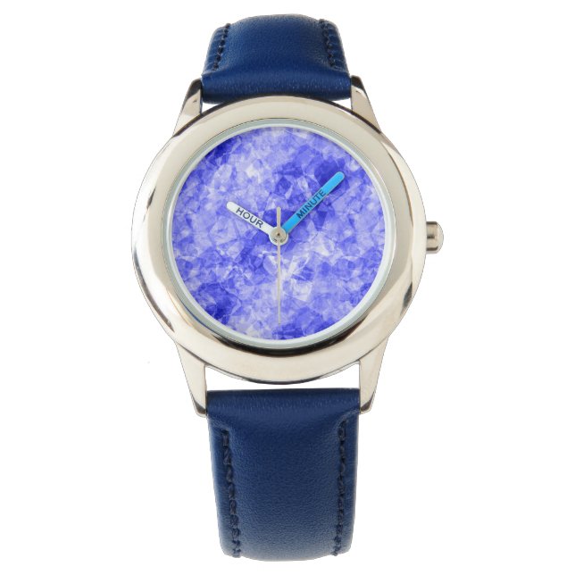 Blauw ruw textiel horloge (Voorkant)
