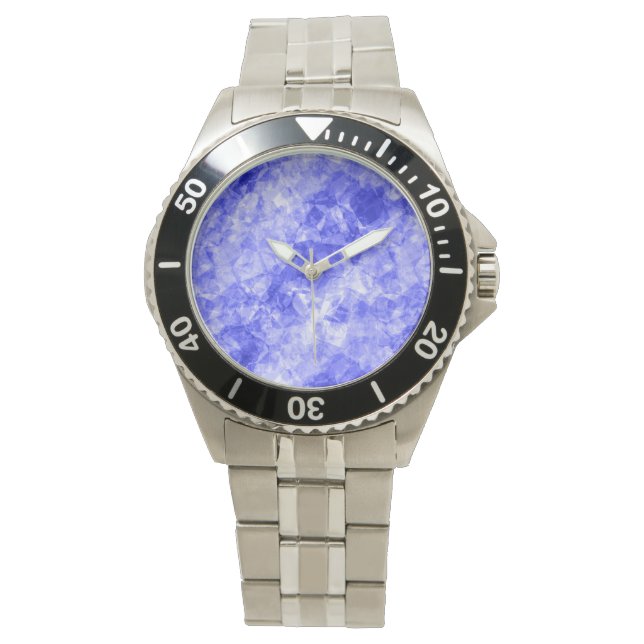 Blauw ruw textiel horloge (Voorkant)