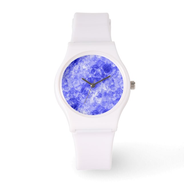 Blauw ruw textiel horloge (Voorkant)