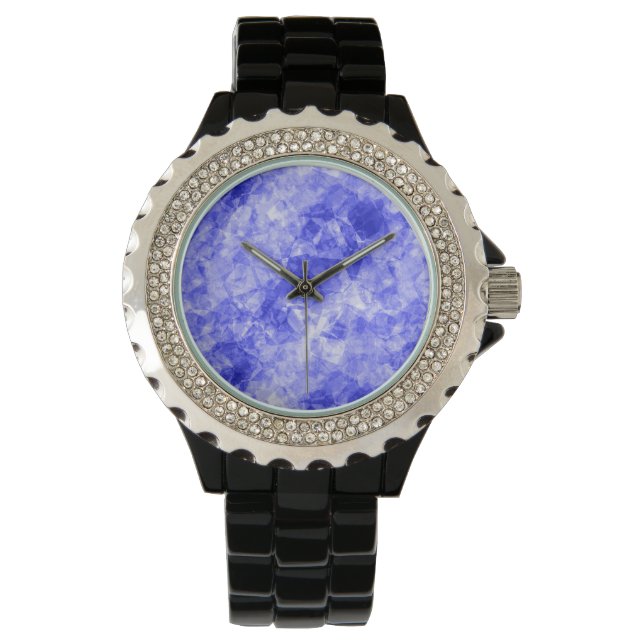 Blauw ruw textiel horloge (Voorkant)