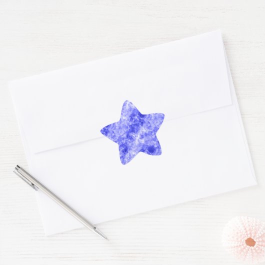 Blauw ruw textiel ster sticker (Envelop)
