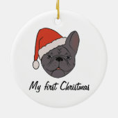 Blauw Sable Frenchie Santa Hoed Kerstmis Ornament (Achterkant)