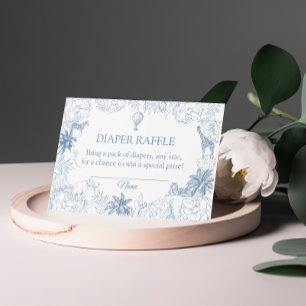 Blauw Safari Jungle Dieren Baby Shower Luier Informatiekaartje