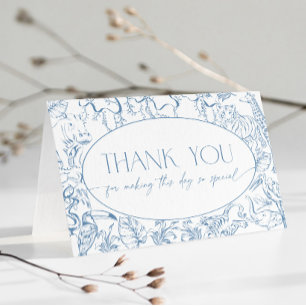Blauw Safari Toile de Jouy Baby Shower Bedankt