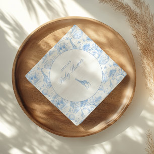 Blauw Safari Toile De Jouy Jongens Baby Shower Servet