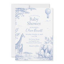 Blauw safarithema giraffe olifant baby shower