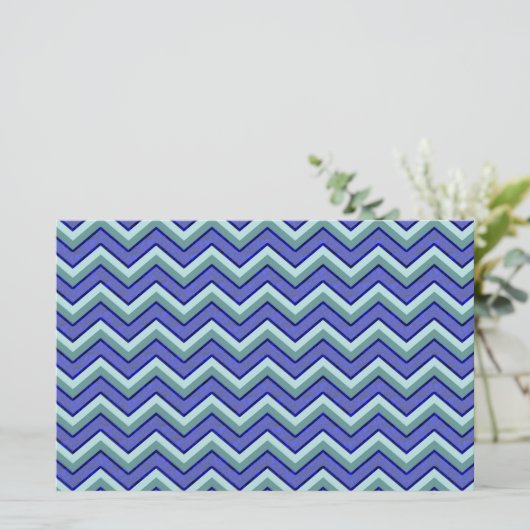 Blauw saffier Chevron patroon Briefpapier (Staand voorkant)